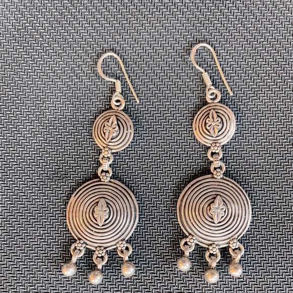 Silver Indian Chandelier Earrings - Picture 2 of 6